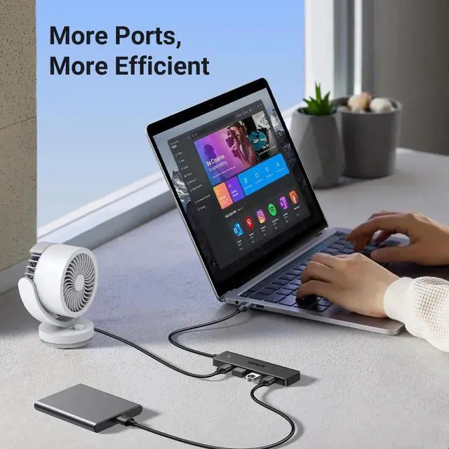 Alt view image 2 of 7 - UGREEN USB 3.0 Hub, 4Port USBA Splitter, UltraSlim USB Expander for Mouse, Keyboard, Flash Drive, U Disk, Printer, Compatible with Laptop, Desktop PC, Xbox, PS5 & More, 3.3ft Long Cable
