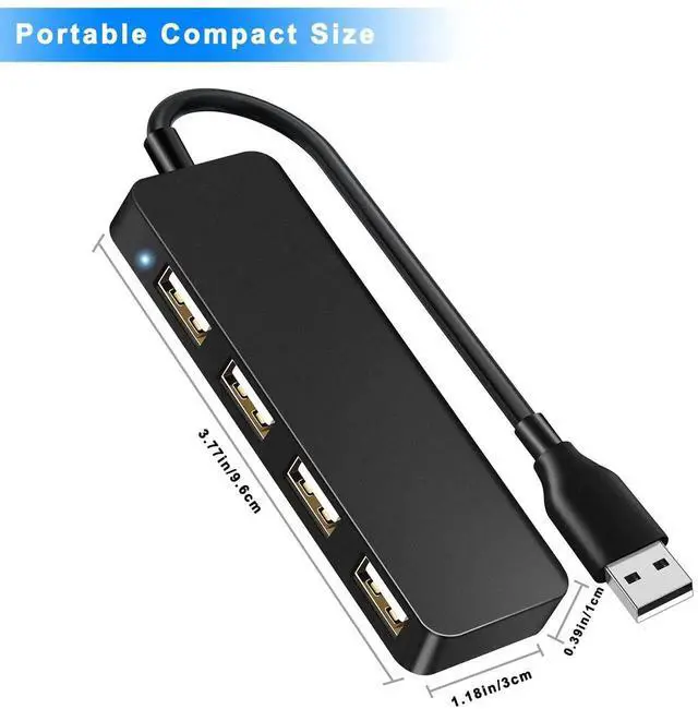 Alt view image 7 of 7 - 4Port USB 2.0 Splitter Hub, 1to4 USB Expander Extender for Laptop, Desktop, Flash Drive, Game Console, Printer, Camera, Keyboard, Mouse, Supports Charging & Data Sync