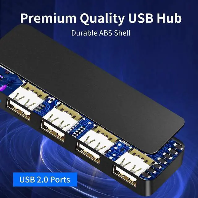 Alt view image 5 of 7 - 4Port USB 2.0 Splitter Hub, 1to4 USB Expander Extender for Laptop, Desktop, Flash Drive, Game Console, Printer, Camera, Keyboard, Mouse, Supports Charging & Data Sync