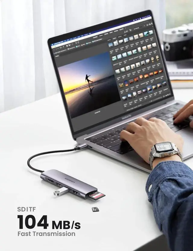 Alt view image 2 of 6 - UGREEN Revodok 6in1 USBC Hub, USBC Dongle with 4K HDMI, 3 USB 3.0 Ports, SD/TF Card Reader, Space Grey, Compatible with MacBook Pro/Air, iPad, iPhone 16/15 Pro/Pro Max