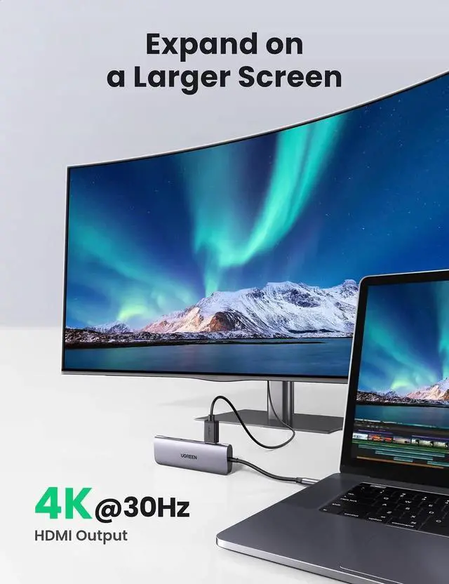 Alt view image 3 of 6 - UGREEN Revodok 6in1 USBC Hub, USBC Dongle with 4K HDMI, 3 USB 3.0 Ports, SD/TF Card Reader, Space Grey, Compatible with MacBook Pro/Air, iPad, iPhone 16/15 Pro/Pro Max
