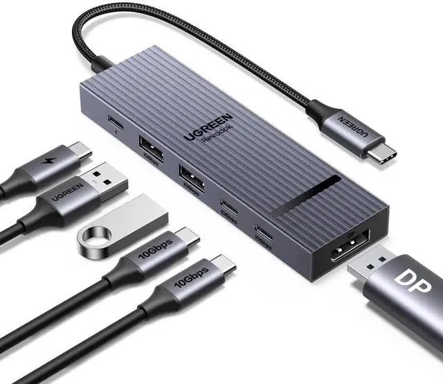 Main image of UGREEN Revodok Pro 6in1 USBC Hub, USBC Multiport Adapter with DisplayPort 4K@60Hz, 100W Power Delivery, 10Gbps USBA & USBC 3.2 Ports for MacBook Pro/Air, iPad Pro, ThinkPad, ROG Ally & More