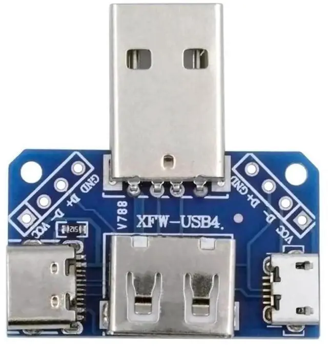 Main image of USB 2.0 TypeA Male 1to3 Hub Splitter PCBA Module, 3Port Female (USBA + Micro USB + USBC) Multiport Expansion Board, Power Adapter for Camera & Media Player