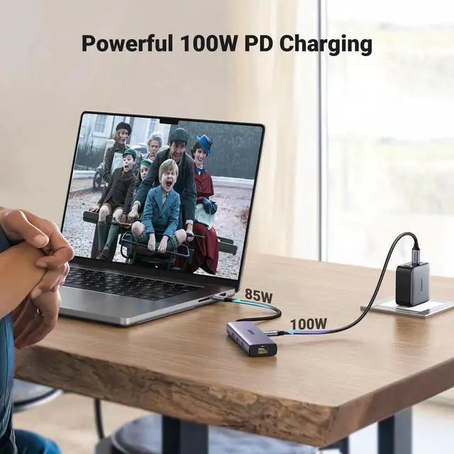 Alt view image 7 of 7 - UGREEN Revodok 6in1 USBC Hub, Gigabit Ethernet Adapter with 4K HDMI, 100W PD Charging, USBA Data Ports, Compatible with Mac M1/M2/M3, iPad, iPhone 16 Pro/Pro Max, Steam Deck