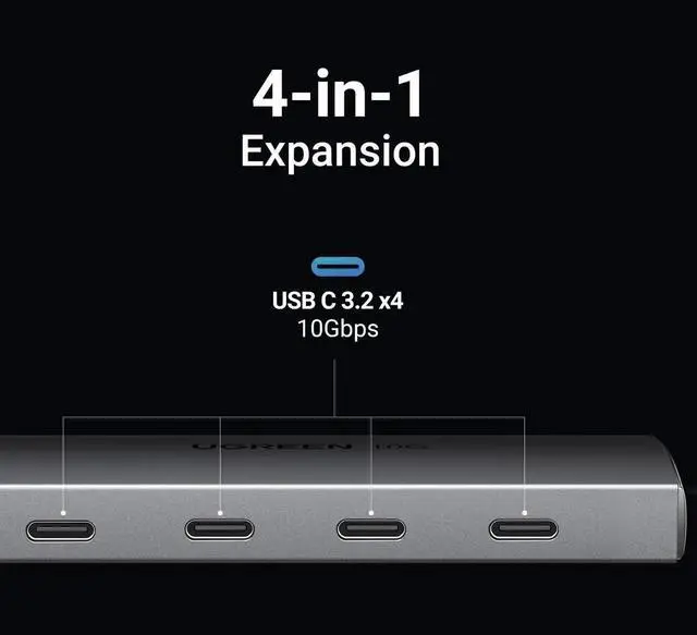 Alt view image 2 of 6 - UGREEN USBC Hub 10Gbps, 4Port USB 3.2 DataOnly Multiport Adapter, HighSpeed Splitter for MacBook Air/Pro, iMac, iPad Pro, iPhone 15/15 Pro, Galaxy S23 & More