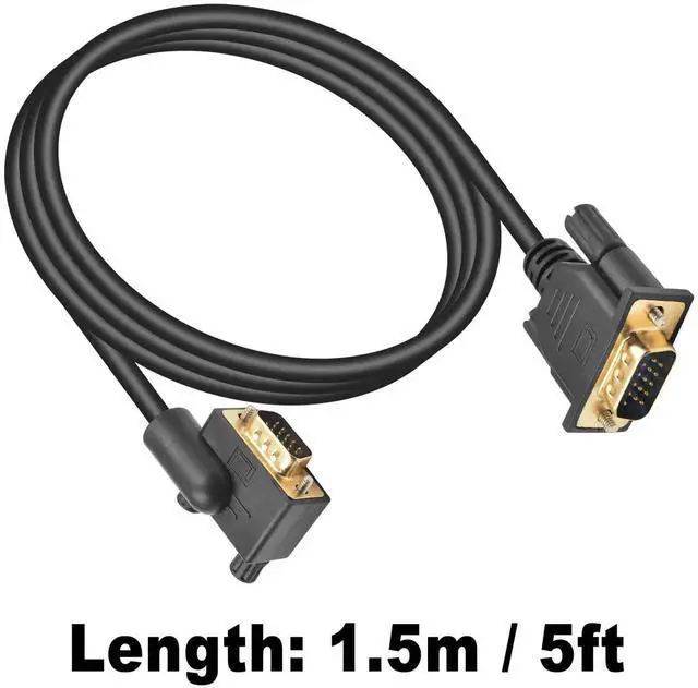 Alt view image 4 of 7 - 5ft 90 Degree LeftAngle VGA Cable, 15Pin MaletoMale VGA Monitor Cord, Supports 1080P High Resolution for Computer Display Connection