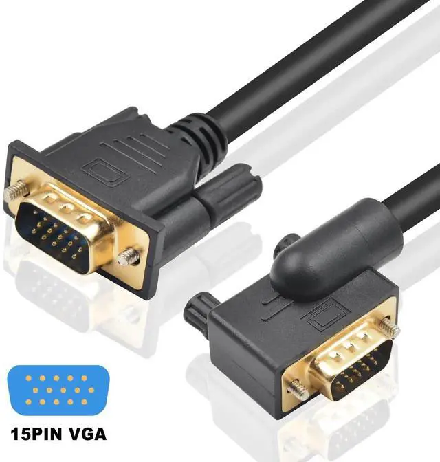 Alt view image 2 of 7 - 5ft 90 Degree LeftAngle VGA Cable, 15Pin MaletoMale VGA Monitor Cord, Supports 1080P High Resolution for Computer Display Connection