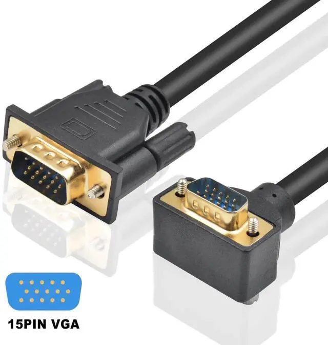 Alt view image 7 of 7 - 5ft 90 Degree UpAngle VGA Cable, 15Pin MaletoMale Monitor Cable, Supports 1080P for Computer, PC, Laptops, TV & Projectors
