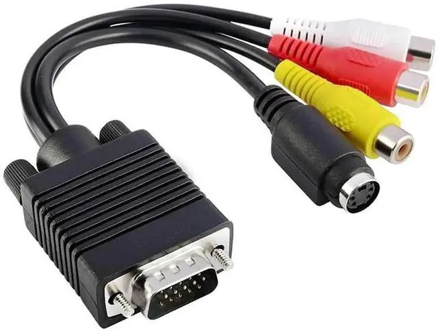 Main image of VGA to SVideo & 3RCA AV Adapter Converter, VGA SVGA to TVOut SVideo AV Cable for PC & Laptop