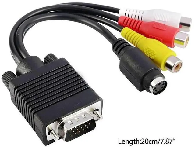 Alt view image 2 of 7 - VGA to SVideo & 3RCA AV Adapter Converter, VGA SVGA to TVOut SVideo AV Cable for PC & Laptop