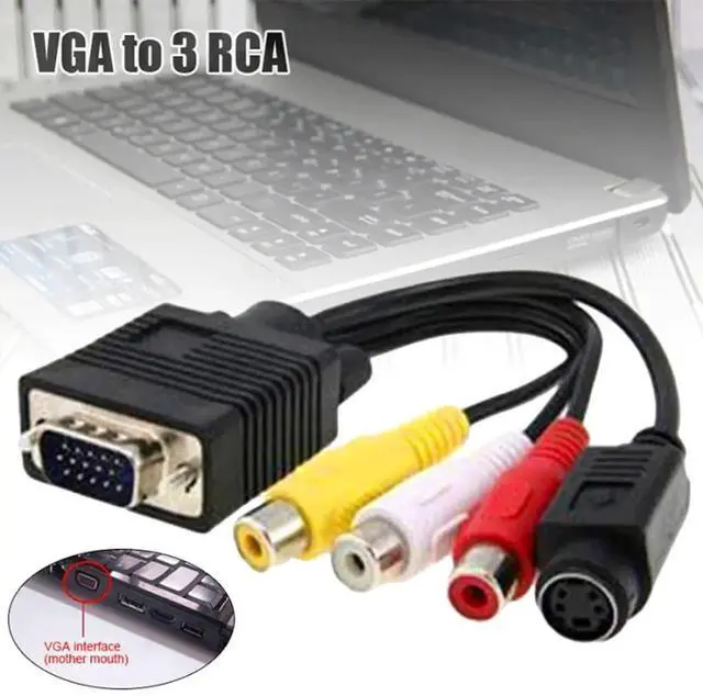 Alt view image 5 of 7 - VGA to SVideo & 3RCA AV Adapter Converter, VGA SVGA to TVOut SVideo AV Cable for PC & Laptop