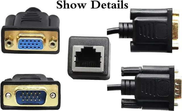 Alt view image 3 of 7 - 2Pack 6Inch (15CM) RJ45 to VGA Cable, 15Pin VGA Male & Female to RJ45 Female Cat5/6 Ethernet LAN Console Cable for Multimedia Video Transmission