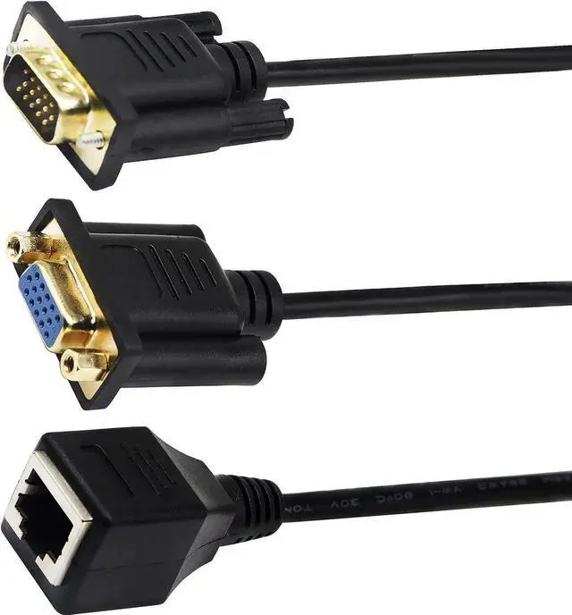 Alt view image 4 of 7 - 2Pack 6Inch (15CM) RJ45 to VGA Cable, 15Pin VGA Male & Female to RJ45 Female Cat5/6 Ethernet LAN Console Cable for Multimedia Video Transmission