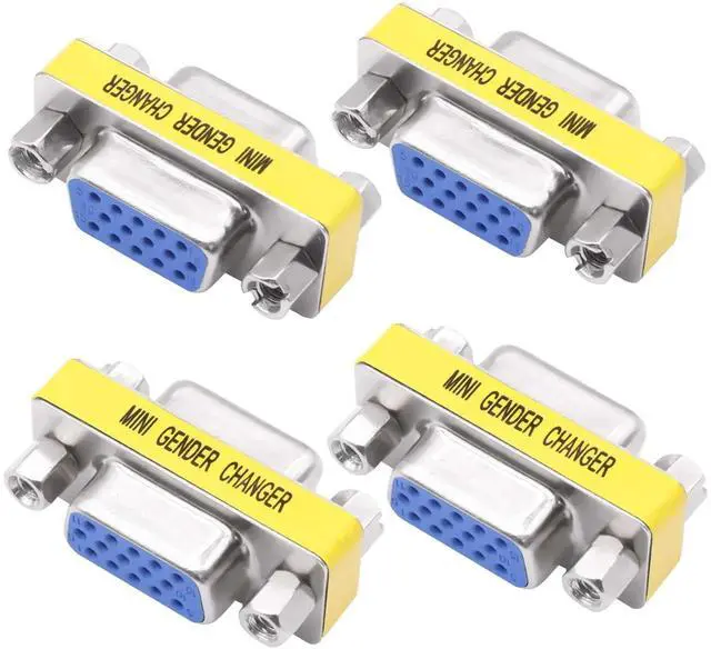 Main image of 4Pcs DB15 VGA Solderless Gender Changer, HD15 DSUB FemaletoFemale Coupler Adapter for PC Monitors & Projectors