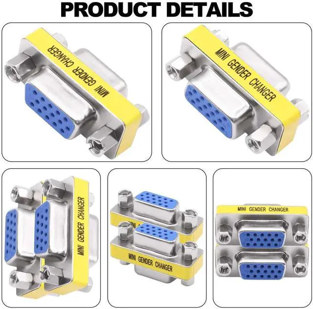 Alt view image 4 of 7 - 4Pcs DB15 VGA Solderless Gender Changer, HD15 DSUB FemaletoFemale Coupler Adapter for PC Monitors & Projectors