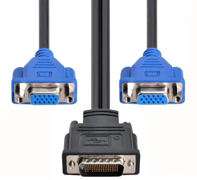 Alt view image 3 of 7 - DMS59pin (LFH 60Pin) Male to Dual 15Pin VGA RGB Female Splitter Extension Cable for PC Graphics Card