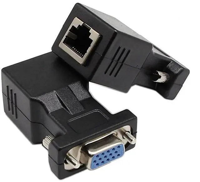 Main image of 2Pack VGA Female to RJ45 LAN Extender Adapter, VGA Video Over CAT5/CAT5E/CAT6 Network Cable Transmitter Receiver