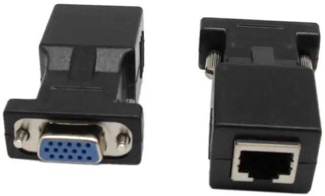 Alt view image 5 of 7 - 2Pack VGA Female to RJ45 LAN Extender Adapter, VGA Video Over CAT5/CAT5E/CAT6 Network Cable Transmitter Receiver