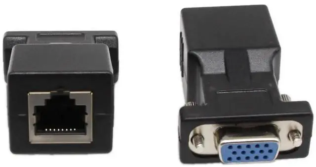 Alt view image 4 of 7 - 2Pack VGA Female to RJ45 LAN Extender Adapter, VGA Video Over CAT5/CAT5E/CAT6 Network Cable Transmitter Receiver