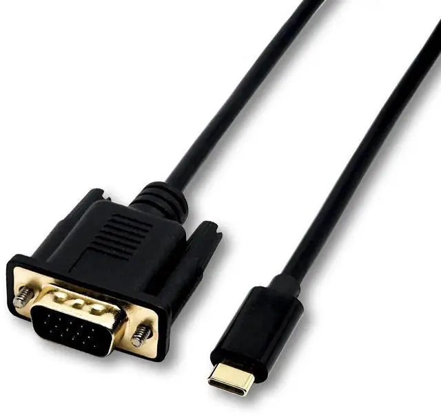 Main image of 6FT USBC to VGA 1080P Cable Adapter, Thunderbolt 3 Compatible for MacBook, Samsung S20 Series, Z Fold, Galaxy Note & Galaxy Tab, Black