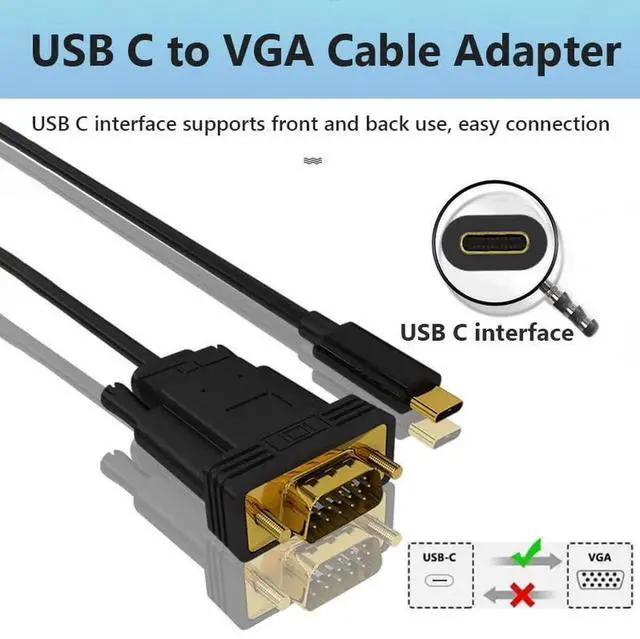 Alt view image 5 of 6 - 6 Feet USBC to VGA Cable, Thunderbolt 3/4 Compatible TypeC to VGA Adapter for MacBook Pro, iPhone 16 Pro Max, iPad Pro, Samsung Galaxy S24/S23 & More