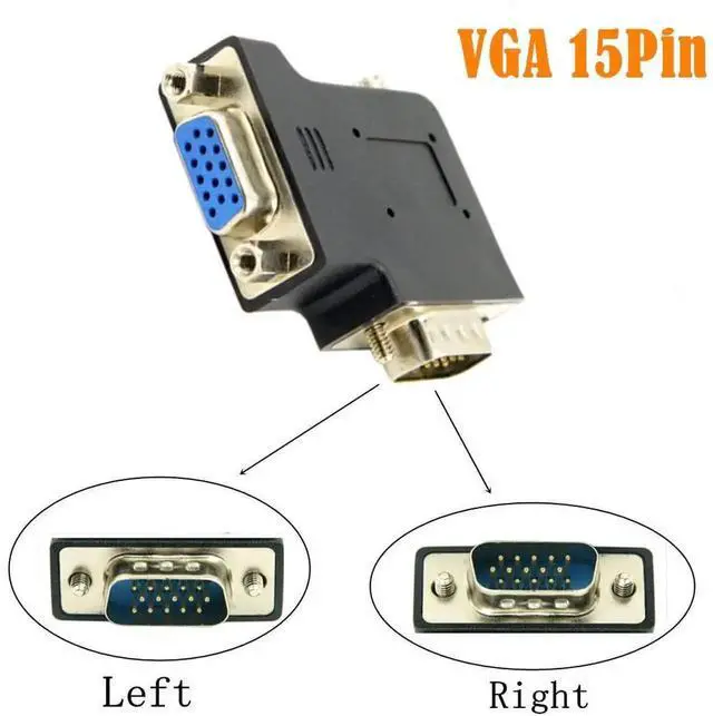 Alt view image 2 of 7 - 2Pack Vertical Flat Left Angled 90 Degree VGA SVGA Male to Female Adapter, Left Angle 15Pin VGA Converter for TV, Projectors & Monitors