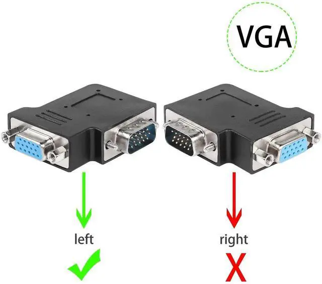 Alt view image 4 of 7 - 90 Degree Left Bend LShaped VGA Male to Female Adapter, DB15 Right Angle VGA Extender Connector for TV, Computer Monitor & Projector
