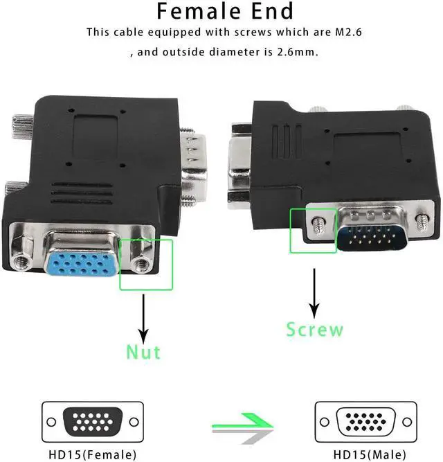 Alt view image 6 of 7 - 90 Degree Left Bend LShaped VGA Male to Female Adapter, DB15 Right Angle VGA Extender Connector for TV, Computer Monitor & Projector