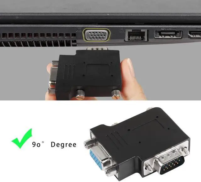 Alt view image 7 of 7 - 90 Degree Left Bend LShaped VGA Male to Female Adapter, DB15 Right Angle VGA Extender Connector for TV, Computer Monitor & Projector