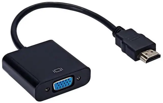 Main image of GoldPlated HDMI to VGA Adapter, Full HD 1080P External Video Card MultiMonitor Converter for Desktop, Laptop, HDTV, Monitor & Projector Black