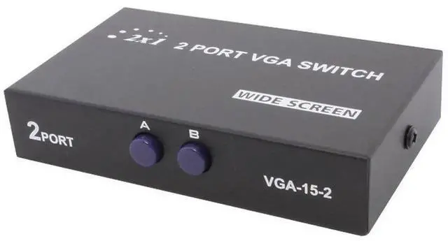 Main image of 2 Port VGA SVGA Monitor Sharing Switch Box, 2in1Out VGA Switcher for PC, LCD, TV & Monitor