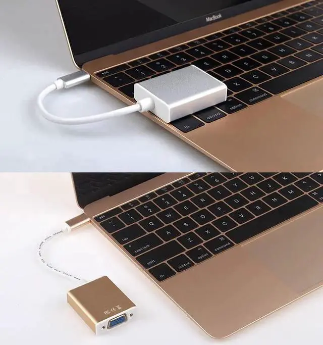 Alt view image 6 of 7 - USBC to VGA 1080P Adapter Cable, Thunderbolt 3 Universal Converter for MacBook, Samsung S20 Series, Z Fold, Galaxy Note & Galaxy Tab, Rose Gold