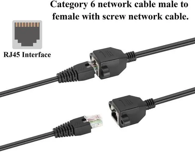 Alt view image 2 of 6 - 90 Degree Up Angled Cat6 Ethernet Cable, Right Angle RJ45 Male to Female Screw Panel Mount UTP LAN Cable for Router, Modem, PC & Computer (UpAngled, 1M)