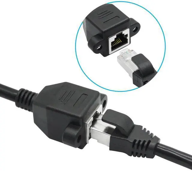 Alt view image 3 of 5 - Cat6 Ethernet Extension Cable 3FT, RJ45 Male to Female Shielded PanelMount Extension Cable with Screws, Backward Compatible with Cat5e/Cat5 for PC, Laptop, Router, Smart TV & Network Switch