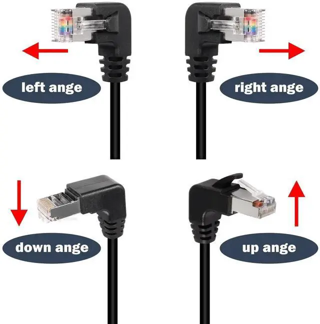 Alt view image 4 of 7 - 90° DownBend RJ50 10P10C Shielded Cat5E PanelMount Extension Cable, RightAngle Male to Female 10P10C Communication Cord, 30cm/11.8in