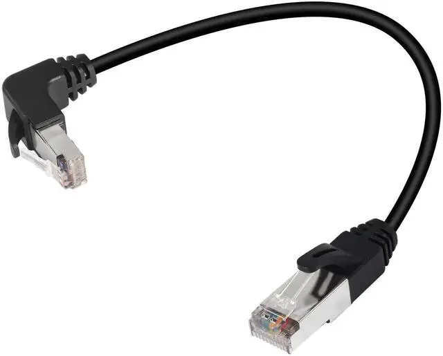 Main image of 90° UpAngle RJ50 10P10C Shielded Cat5E Communication Cable, MaletoUp RightAngle Male 10P10C Cord for Microphones, Data Devices & Mobile Radios, 30cm/11.8in