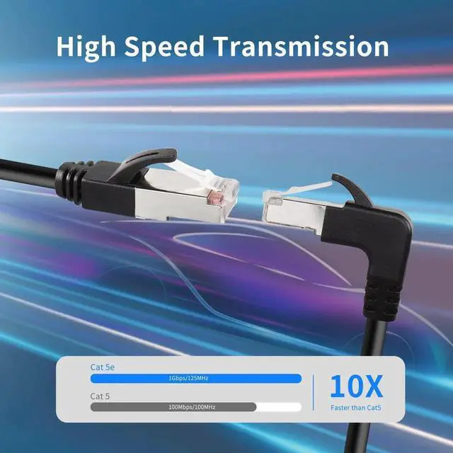 Alt view image 7 of 7 - 90° UpAngle RJ50 10P10C Shielded Cat5E Communication Cable, MaletoUp RightAngle Male 10P10C Cord for Microphones, Data Devices & Mobile Radios, 30cm/11.8in