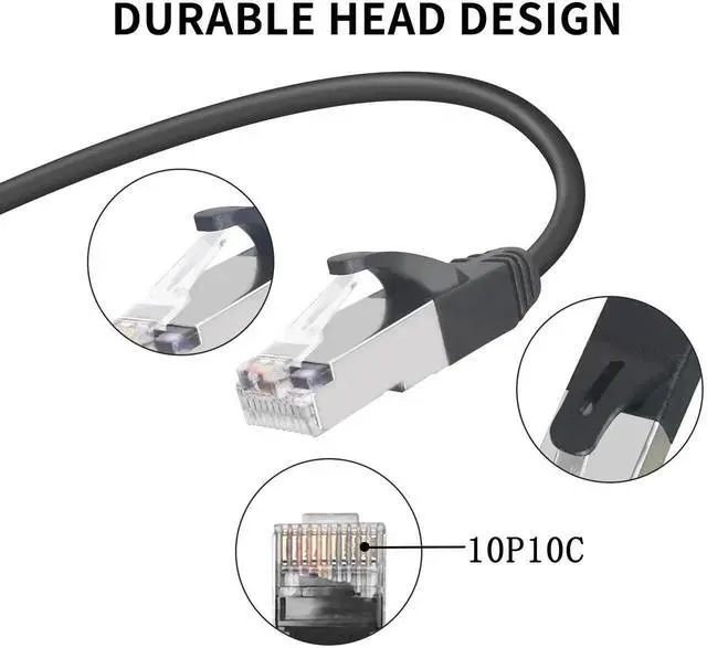 Alt view image 2 of 7 - 90° UpAngle RJ50 10P10C Shielded Cat5E Communication Cable, MaletoUp RightAngle Male 10P10C Cord for Microphones, Data Devices & Mobile Radios, 30cm/11.8in