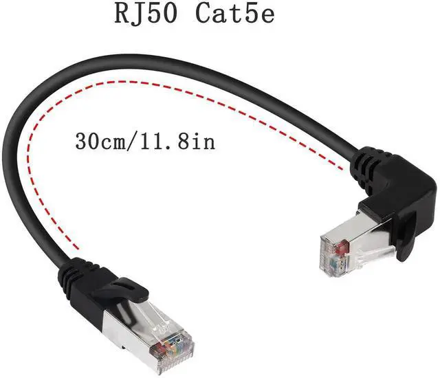 Alt view image 3 of 7 - 90° UpAngle RJ50 10P10C Shielded Cat5E Communication Cable, MaletoUp RightAngle Male 10P10C Cord for Microphones, Data Devices & Mobile Radios, 30cm/11.8in