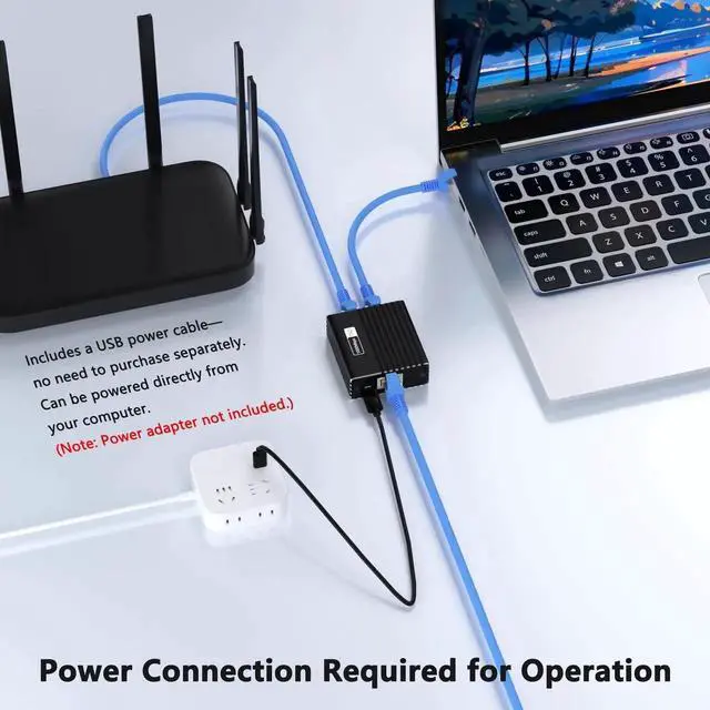 Alt view image 5 of 7 - 1 to 2 Ethernet Splitter with 4.9FT Cat6 Cable, 1000Mbps HighSpeed Internet Splitter for Router/Switch/Modem, 2Port Ethernet Switch Compatible with Cat5/5e/6/7/8, Supports 2 Devices Simultaneously