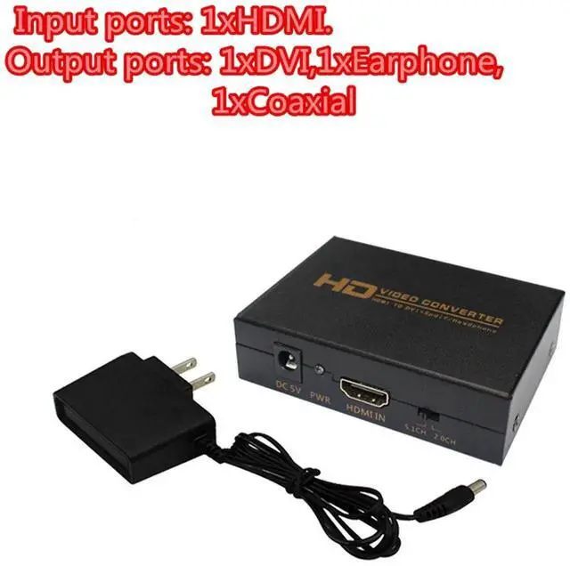 Alt view image 7 of 7 - HDMI to DVI + SPDIF/Headphone Audio Converter Box, HDMI to DVI + Coaxial AudioVideo Adapter with US Power Supply, Compatible with PS3 & BluRay DVD Players