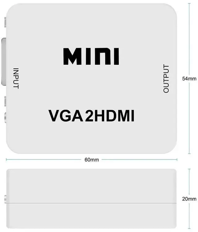 Alt view image 3 of 7 - Mini 1080P VGA to HDMI Adapter Converter with Audio, VGA2HDMI Connector for PC Laptop to HDTV Projector