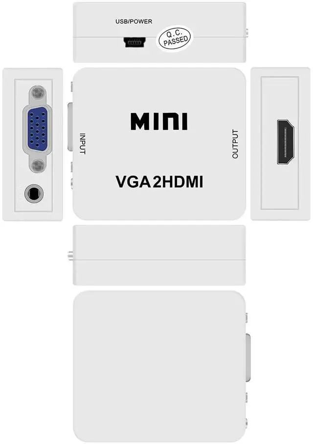 Alt view image 6 of 7 - Mini 1080P VGA to HDMI Adapter Converter with Audio, VGA2HDMI Connector for PC Laptop to HDTV Projector