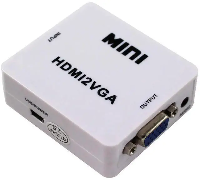 Alt view image 4 of 7 - Mini HDMI to VGA Converter with Audio, 1080P HDMI2VGA Adapter Connector for PC Laptop to HDTV Projector