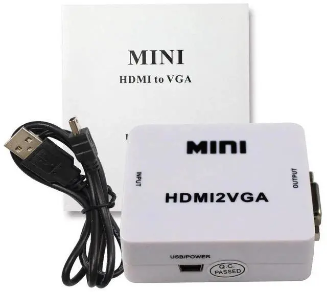 Alt view image 2 of 7 - Mini HDMI to VGA Converter with Audio, 1080P HDMI2VGA Adapter Connector for PC Laptop to HDTV Projector