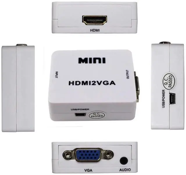 Alt view image 5 of 7 - Mini HDMI to VGA Converter with Audio, 1080P HDMI2VGA Adapter Connector for PC Laptop to HDTV Projector
