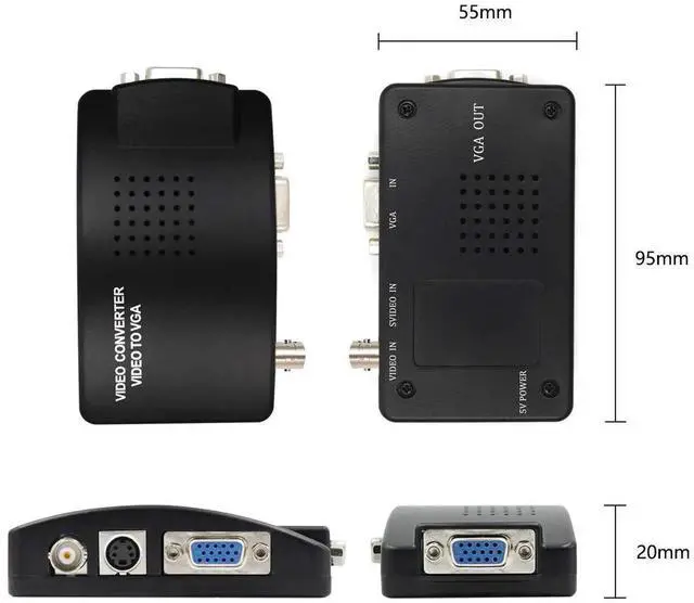 Alt view image 4 of 7 - Portable BNC to VGA Video Converter, Composite & SVideo Input to VGA Output Adapter Box, Compatible with PC, MAC, TV, Camera, DVD & DVR