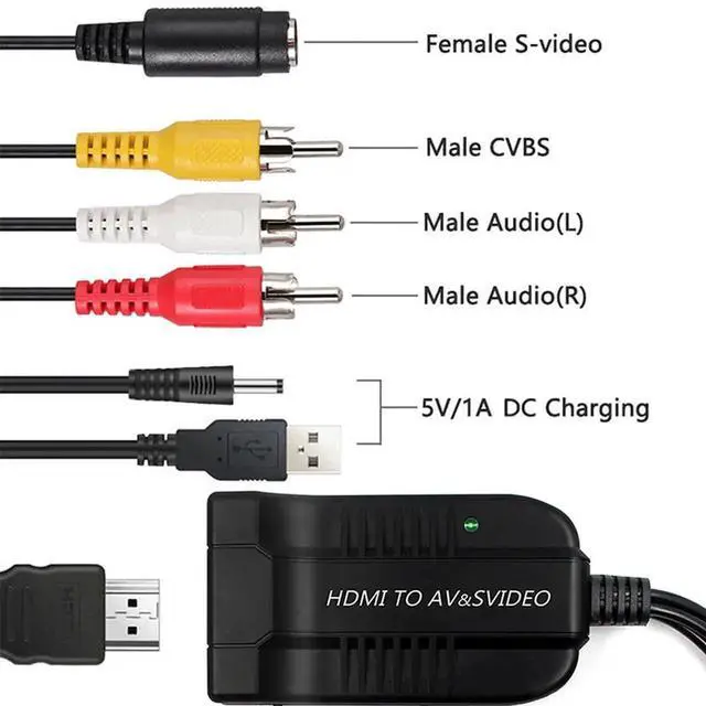 Alt view image 2 of 7 - HD 1080P HDMI to Male 3RCA AV & SVideo Composite AudioVideo Converter Adapter, PAL/NTSC Compatible with Micro USB Cable