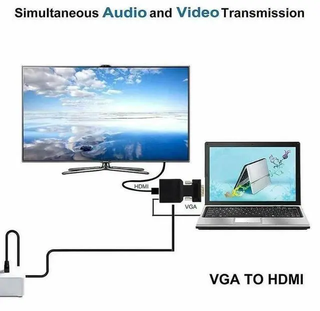 Alt view image 3 of 7 - VGA Male to HDMI Female AudioVideo Adapter Converter, Black