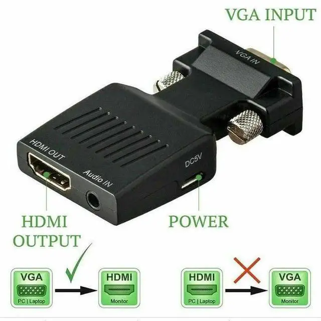 Alt view image 4 of 7 - VGA Male to HDMI Female AudioVideo Adapter Converter, Black